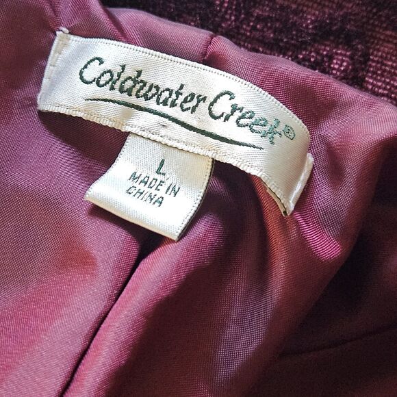 Coldwater Creek Maroon Floral Paisley Tapestry Short Jacket Blazer Womens Large - Picture 7 of 8